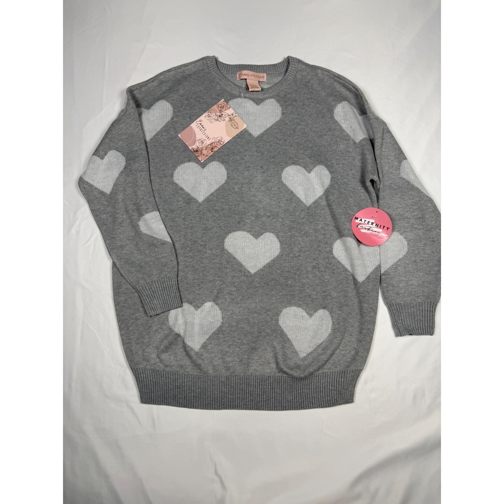 Emmas‎ Expressions Gray Heart Pattern Maternity Sweater Size S